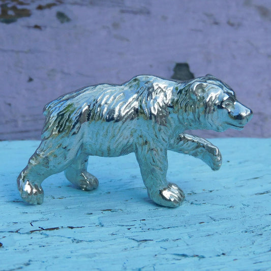 Grizzly Bear Figurine, Bear Totem, Bear Miniature, Hand Crafted, Handmade in Fine Pewter, by William Sturt