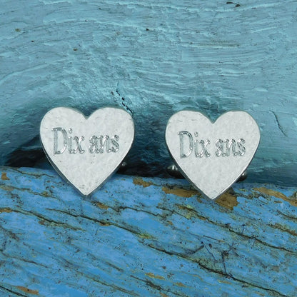 Hammered Heart Cufflinks (Personalised), Handcast Pewter Cufflinks, Polished Finish