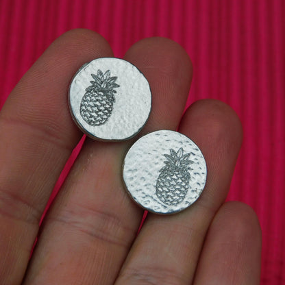 Pineapple Cufflinks (Hammered Design), Handcast Pewter Cufflinks, Polished Finish