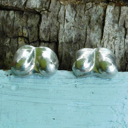 Adult Novelty Cufflinks (Breast Design), Handcast Pewter Cufflinks, Polished Finish