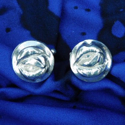 Lips Cufflinks, Handcast Pewter Cufflinks, Polished Finish