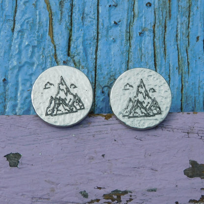 Mountain Cufflinks, Handcast Pewter Cufflinks, Polished Finish