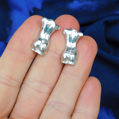 Female Torso Cufflinks (Back View), Handcast Pewter Cufflinks, Polished Finish