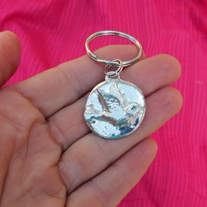 Dove Keyring, Dove Key Fob, Handmade, by William Sturt, in Fine Pewter