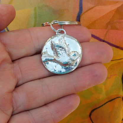 Dove Keyring, Dove Key Fob, Handmade, by William Sturt, in Fine Pewter