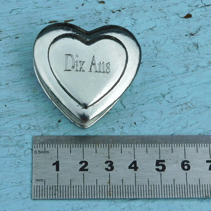 Tin anniversary keyring, handmade in Fine Pewter with Personalisable date.