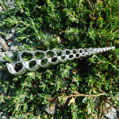Spiral Shell Brooch, Handcast Pewter, Polished Finish