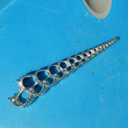 Spiral Shell Brooch, Handcast Pewter, Polished Finish