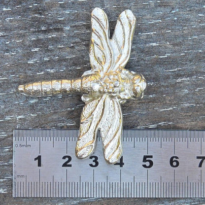 Dragonfly Brooch (Bold Design), Handcast Pewter Brooch, Polished Finish
