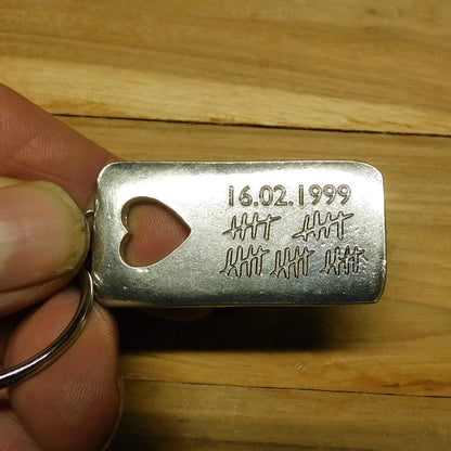 Twenty Fifth Anniversary Pewter Key Ring, Tally mark, 25th Wedding anniversary, Hand Crafted, Handmade From Fine Pewter by William Sturt