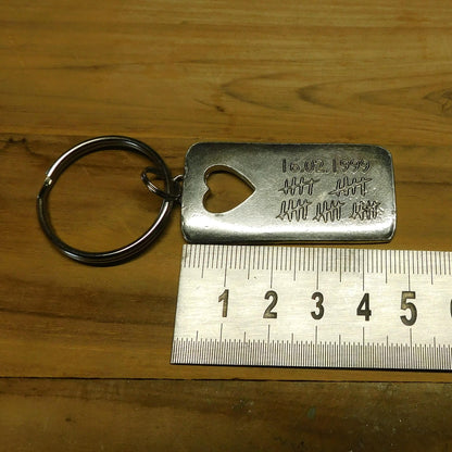 Twenty Fifth Anniversary Pewter Key Ring, Tally mark, 25th Wedding anniversary, Hand Crafted, Handmade From Fine Pewter by William Sturt