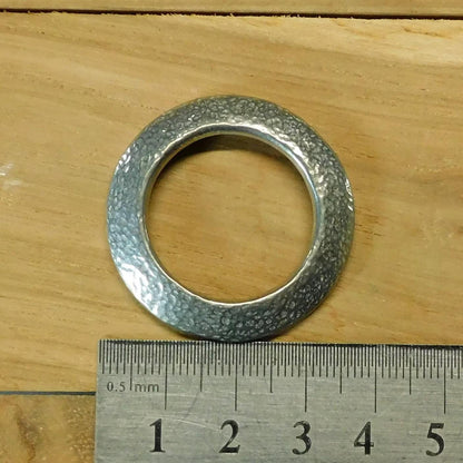 Hammered Circle Brooch, Handcast Pewter, Polished Finish