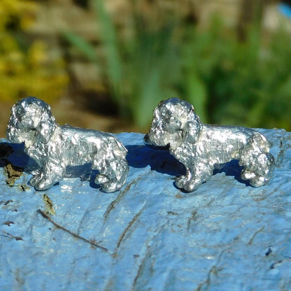 Cocker Spaniel Cufflinks, Handcast Pewter Cufflinks, Polished Finish