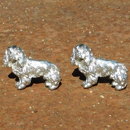 Cocker Spaniel Cufflinks, Handcast Pewter Cufflinks, Polished Finish