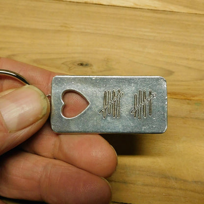 Tenth Anniversary Pewter Key Ring, Tally mark, 10th Wedding anniversary, Hand Crafted, Handmade From Fine Pewter by William Sturt