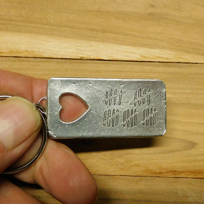 Twenty Fifth Anniversary Pewter Key Ring, Tally mark, 25th Wedding anniversary, Hand Crafted, Handmade From Fine Pewter by William Sturt