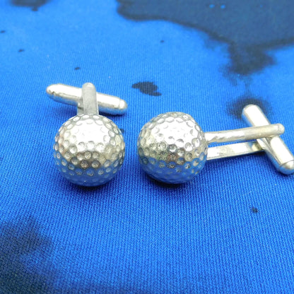 Golf Ball Cufflinks, Handcast Pewter Cufflinks, Polished Finish