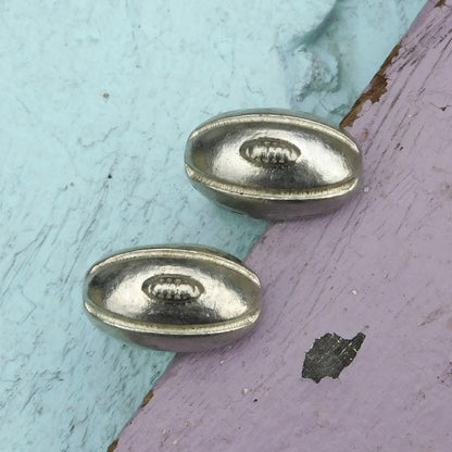 Rugby Ball Cufflinks, Handcast Pewter, Polished Finish