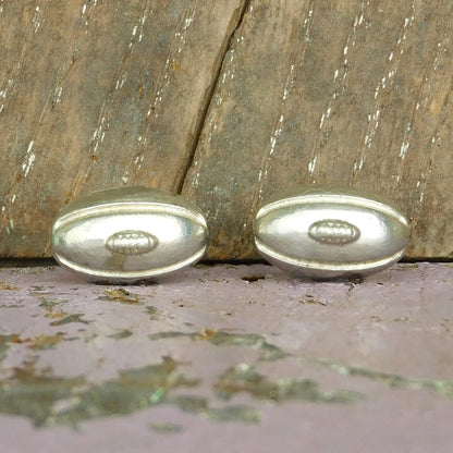 Rugby Ball Cufflinks, Handcast Pewter, Polished Finish
