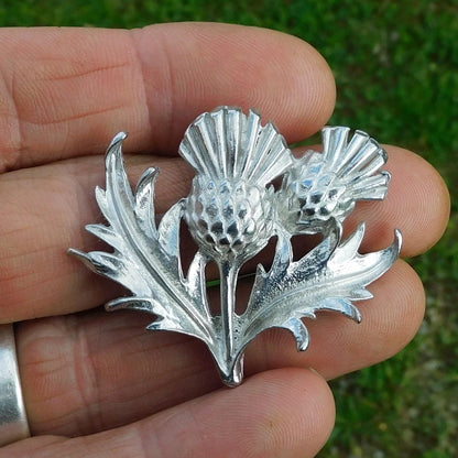Thistle Brooch, Handcast Pewter, Polished Finish