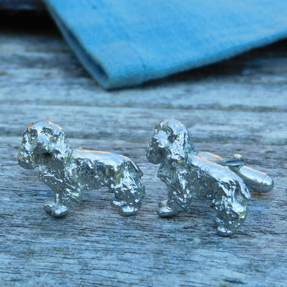 Cocker Spaniel Cufflinks, Handcast Pewter Cufflinks, Polished Finish