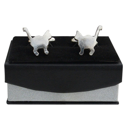 Cat Cufflinks (Standing Cat), Handcast Pewter Cufflinks, Polished Finish