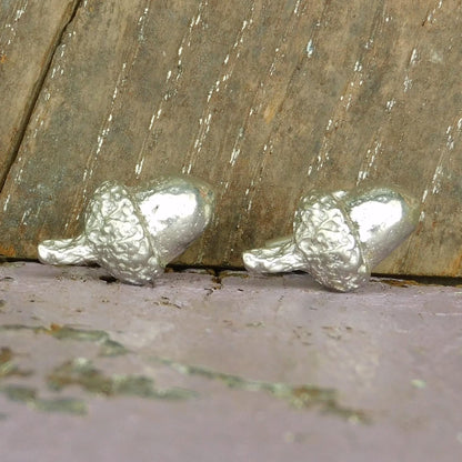 Acorn Cufflinks (Hand-Carved Design), Handcast Pewter Cufflinks, Polished Finish