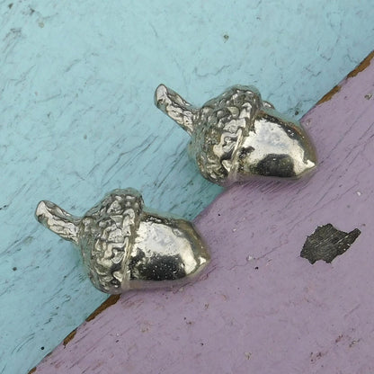 Acorn Cufflinks (Hand-Carved Design), Handcast Pewter Cufflinks, Polished Finish