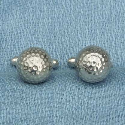 Golf Ball Cufflinks, Handcast Pewter Cufflinks, Polished Finish