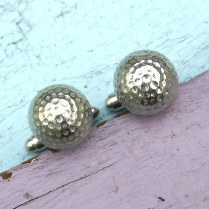 Golf Ball Cufflinks, Handcast Pewter Cufflinks, Polished Finish