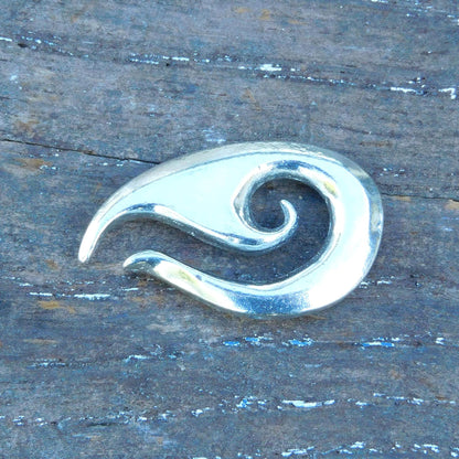Maori Wave Cufflinks, Handcast Pewter Cufflinks, Polished Finish