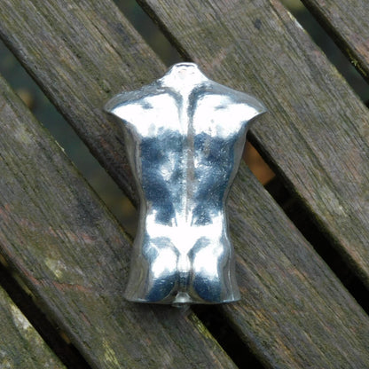 Male Torso Figurine, Erotic Miniature Statuette, Handmade in Fine Pewter, by William Sturt