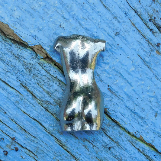 Female Torso Figurine, Erotic Miniature Statuette, Handmade in Fine Pewter, by William Sturt