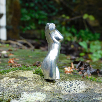Female Torso Figurine, Erotic Miniature Statuette, Handmade in Fine Pewter, by William Sturt