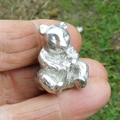 Panda Figurine, Miniature Panda, Panda Totem, Handmade, in Fine Pewter, by William Sturt