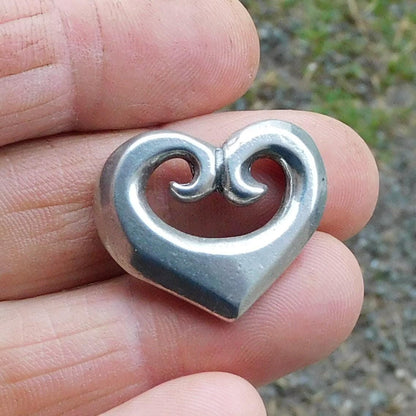 Koru Heart Scarf Ring, Oak Twig Ring, Handcast Pewter, Polished Finish