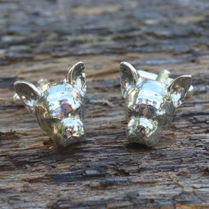 French Bull French Bulldog Head Cufflinks, Handcast Pewter Cufflinks, Polished Finish