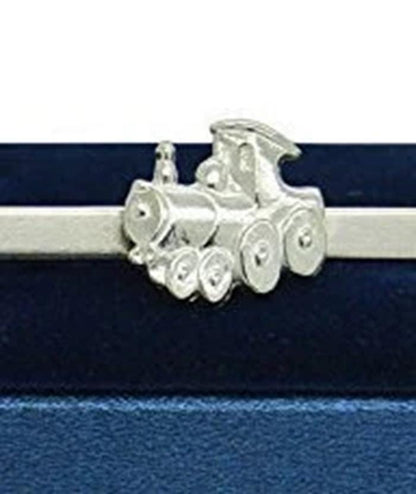 Steam Train Tie Clip (Locomotive Design), Handcast Pewter Tie Clip, Polished Finish