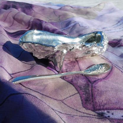 Oyster shell Salt Bowl With Pewter Spoon, Condiment Bowl, Handmade, , Hand Crafted, House warming Gift, In Fine Pewter, By William Sturt