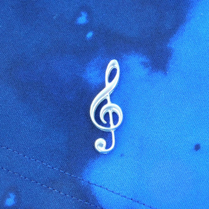 Treble Clef Label Pin, 7cm long, Handmade in Fine Pewter by William Sturt