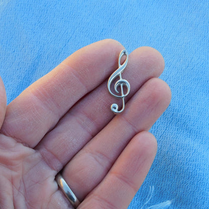 Treble Clef Label Pin, 7cm long, Handmade in Fine Pewter by William Sturt