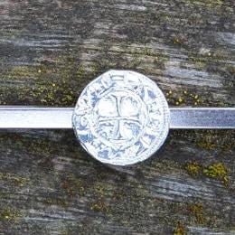 Knights Templar Tie Clip (Coin Design), Handcast Pewter Tie Clip, Polished Finish