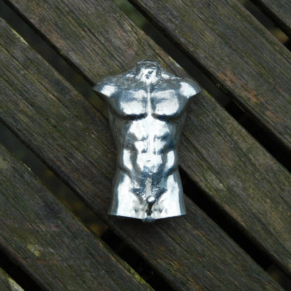 Male Torso Figurine, Erotic Miniature Statuette, Handmade in Fine Pewter, by William Sturt