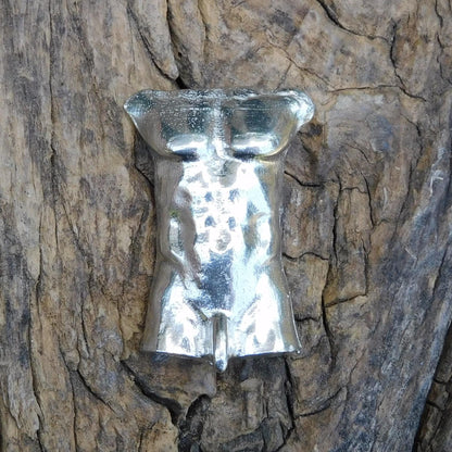 Male Torso Figurine, Erotic Miniature Statuette, Handmade in Fine Pewter, by William Sturt