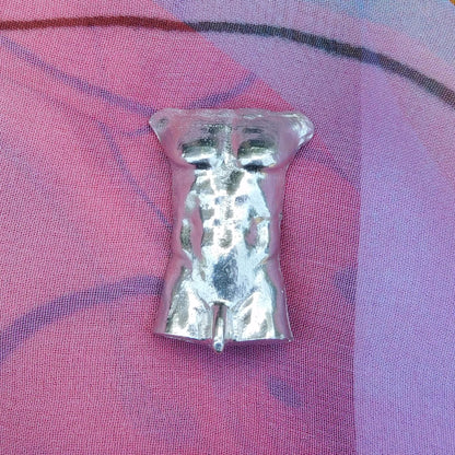 Male Torso Figurine, Erotic Miniature Statuette, Handmade in Fine Pewter, by William Sturt