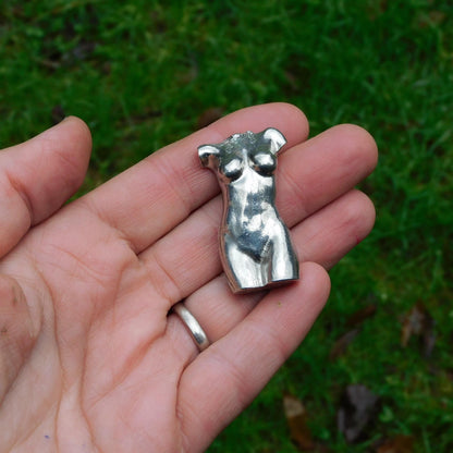 Female Torso Figurine, Erotic Miniature Statuette, Handmade in Fine Pewter, by William Sturt
