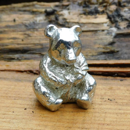 Panda Figurine, Miniature Panda, Panda Totem, Handmade, in Fine Pewter, by William Sturt
