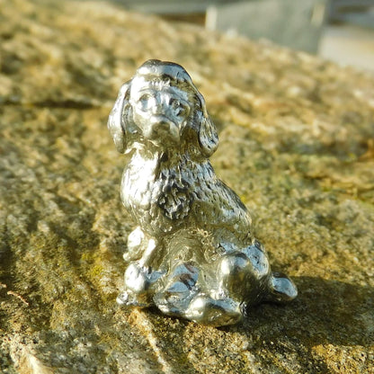 Poodle Figurine, Lucky Poodle, Miniature, Dog Totem, Handmade, in Fine Pewter, by William Sturt