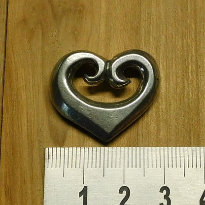 Koru Heart Scarf Ring, Oak Twig Ring, Handcast Pewter, Polished Finish