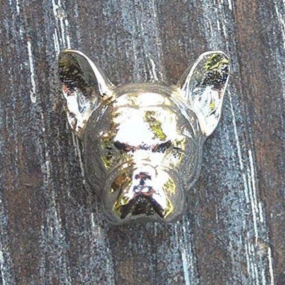French Bulldog Head Tie Clip, Handcast Pewter Tie Clip, Polished Finish